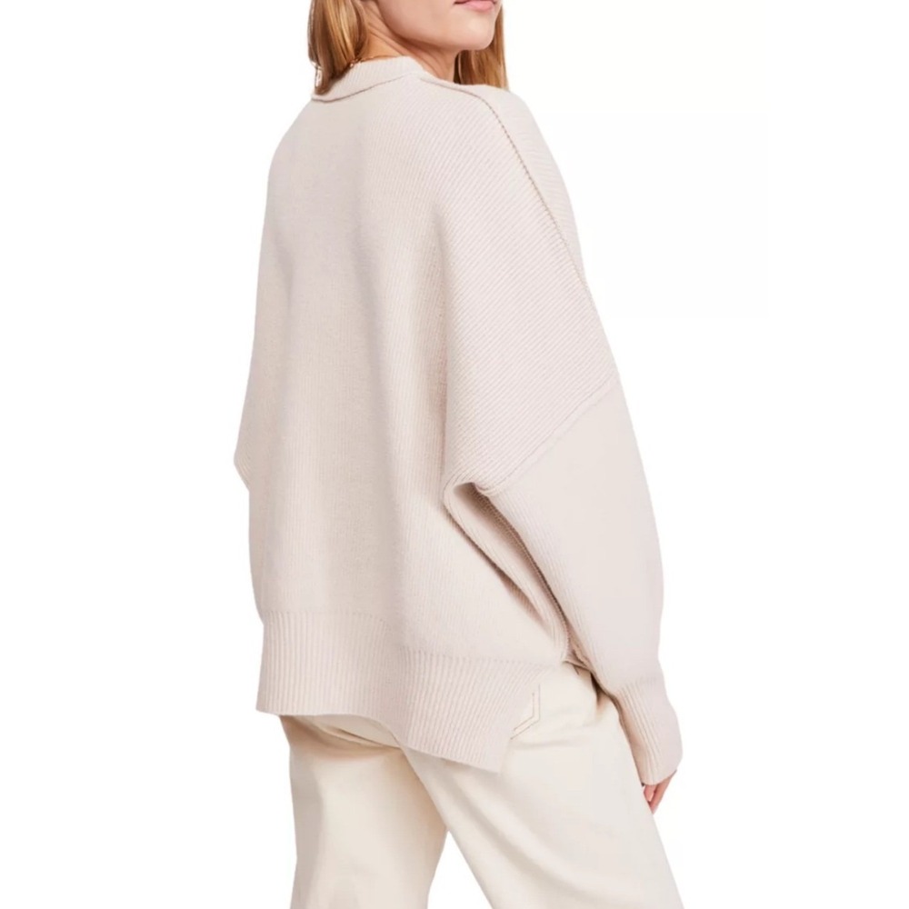 Free People Easy Street Tunic Small Peach Parfait NEW Ribbed Mock Neck Oversized